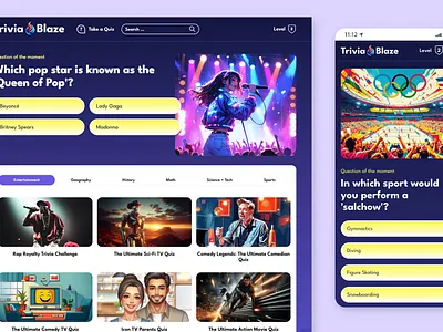 TriviaBlaze game homepage quiz trivia website