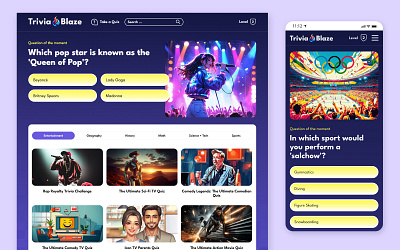 TriviaBlaze game homepage quiz trivia website