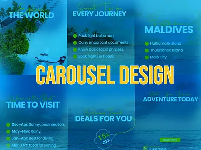 Travel Carousel Design advertisement carousal design design explore industry instagram post design marketing nature post design resort sea beach tour travel travel industry visit world