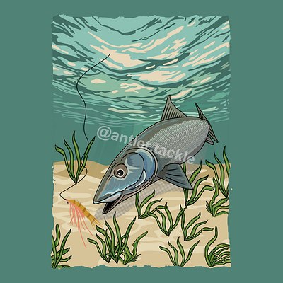 Bonefish fishing illustration T Shirt Design bonefish tshirt design nature