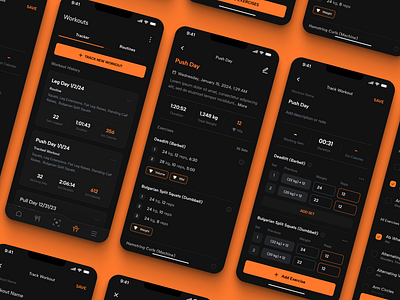 Workout Tracker Gym App app design gym mobile oversight tracker ux