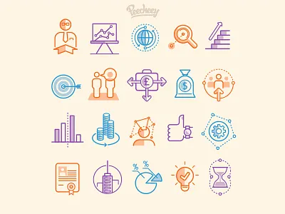 Strategy icon set business free vector icons line design strategy