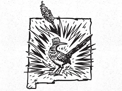 New Mexico Road Runner bird design illustration new mexico road runner state