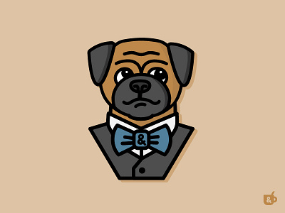 Mock Logo 4 - Men & Pug austin bowtie fun illustration logo man mock nashville pug quirky spoof suit