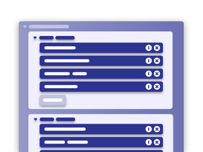 Nested List button card collapsible list list item ui ux wireframe