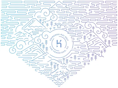 Shinzoku-Kai 2017 Illustration gradient heroku illustration line art simple