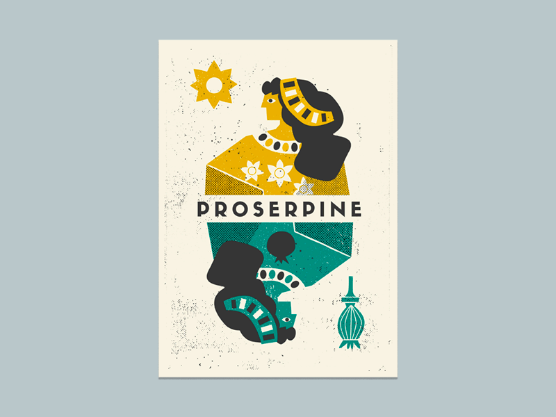 Proserpine illustration myth ovid screenprint