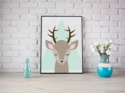 Deer animal deer poster print sketch vector