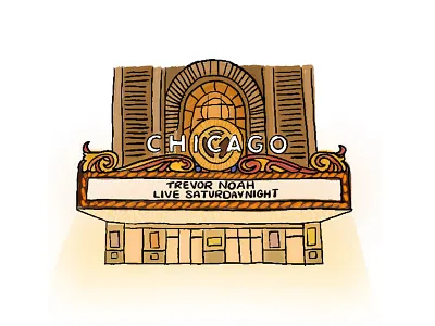 Trevor Noah at the Chicago Theatre! chicago comedy design illustration line work live event show theatre travel