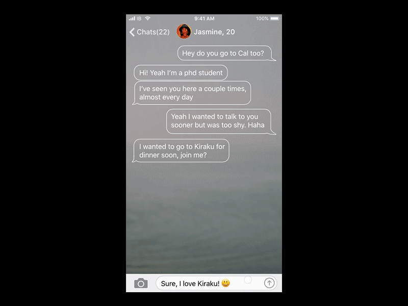 Chat, dating app animation chat ios kite kite compositor messenger mobile design sketch