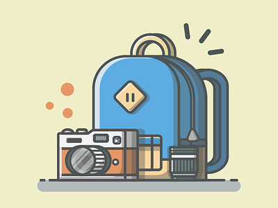 Hunting pack° 😉📷🎒 bag camera dribbble dribbbler flat hunting icon illustration illustrator photograph shots vector