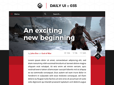 Blog Post | #dailyui #035 blog post dailyui games god of war interface ui web