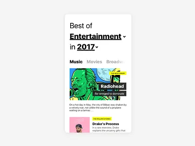 Best Of... 062 app design best of entertainment best of... daily ui music news radiohead ui ux