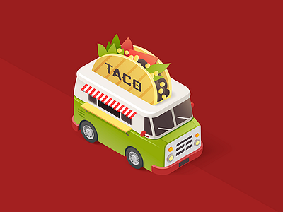 Taco Van flat maraca meal mexican outline taco tacos tequila van