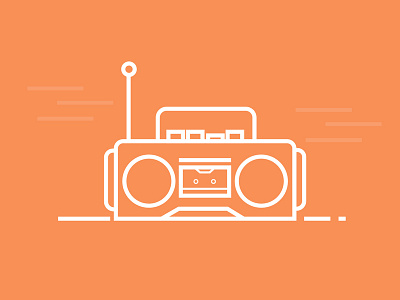 Radio illustration minimal radio stroke white