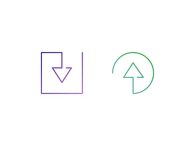 In & Out arrow icons input outline output