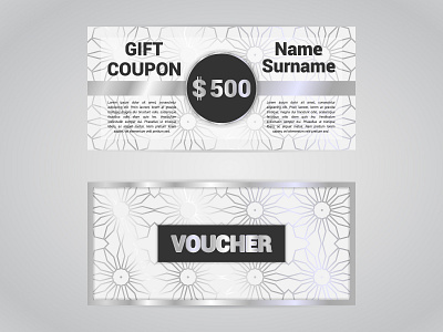 Gift voucher silver color coupon discount gift grey metallic offer promo promotion silver voucher