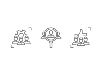 Searching for candidates — icons candidates gear icons like people recruitment scale searching selection ui vector