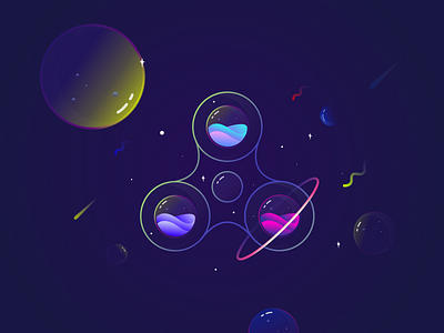 liquefied Planets - 02 app astroid fidgen illustration liquid planets solar spinner stars web