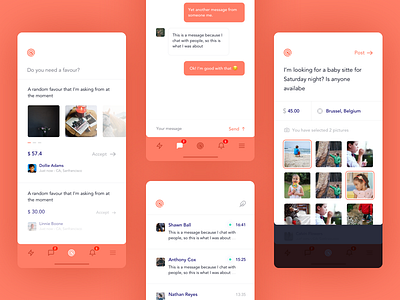 Qwenny a favour for a penny app clean design ios mobile social ui ux