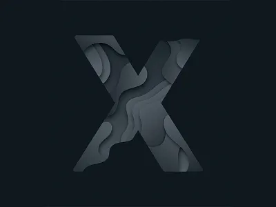 X bold depth flow gradient icon illustration layers letter logo shapes smooth typography