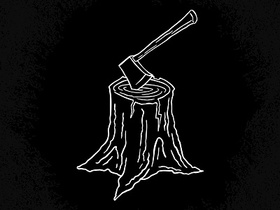 Axe to Grind axe buried halloween hatchet line art spooky stump tree wood