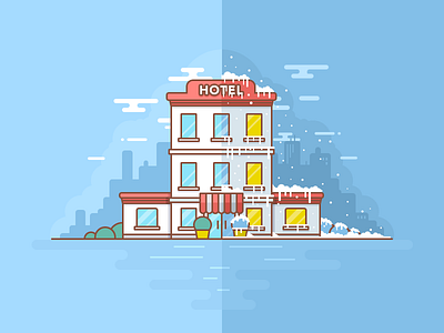 Hotel Seasons accommodation day hotel illustration night outline rates rest seasons summer travel winter