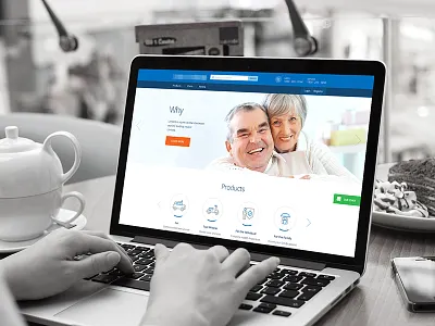 Redesign Concept for Insurance Company blue icon insurance website