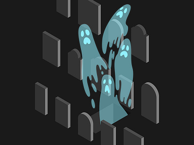Ghouls Night Out ghosts ghouls graves halloween haunted haunting isometric october spooky tomb tombstone vector