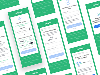 DailyPay Sign Up Flow flat design illustrations interaction interface login mobile mockup phone responsive ui ui design ux