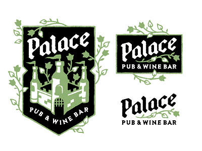 Palace Pub & Wine Bar branding castle logo