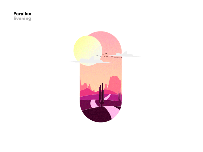 A Parallax Evening ae flat grain graphic illustration landscape minimal motion parallax ui