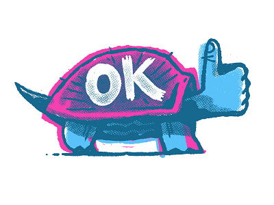 Turtle Power halftone handrawn illustration type