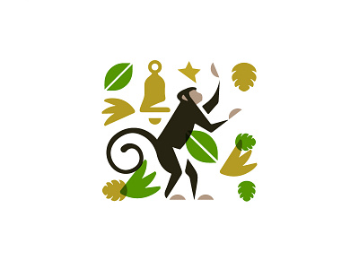 Monkey illustration banana branch branding graphic illustration jungle leaf leaves monkey package tropical