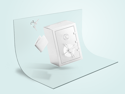 Security Minus Gravity apartment bank c4d cinema4d gradient hyperrealism keys safe ui wallet web white