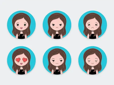 Girl Avatars avatar character emotions girl avatar icon illustration vector