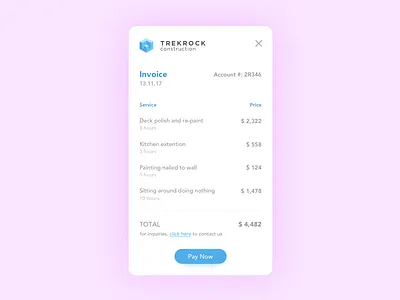 Invoice 046 app design bill construction daily ui invoice ui ux