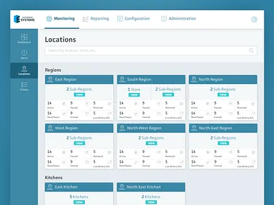 OpSense Locations - Alternate Layout card layout cards dashboard location ui design user interface design