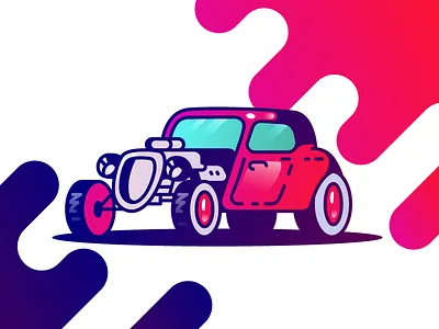 Hot Rod Car american automobile blue car classic gradient hot hotrod red rod