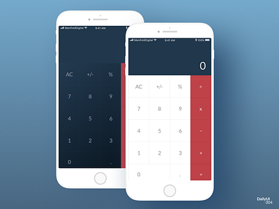 Daily UI 004 Calculator (iOS) dailyui ios iphone mockup