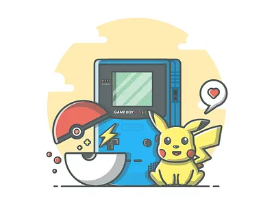 Pokémon! 😉 dribbble dribbbler flat game gameboy icon illustration pikachu pokeball pokemon shots vector