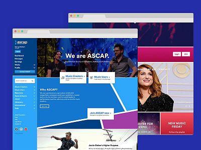 ASCAP template examples modular music responsive ui ux web design widgets