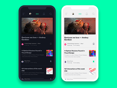 Medium Night app article blog dark medium navigation ui update x