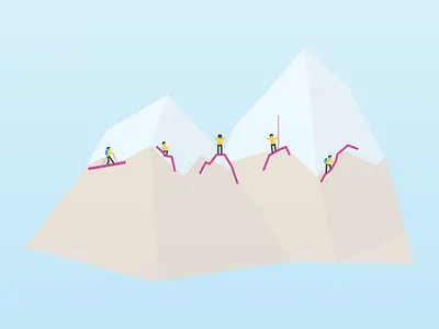 Five Tiny Mountaineers climbing minimal mountains people small tiny
