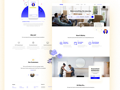 Landing Page— Consumer Warehousing app bot bright confetti design illustration patterns ui ux web