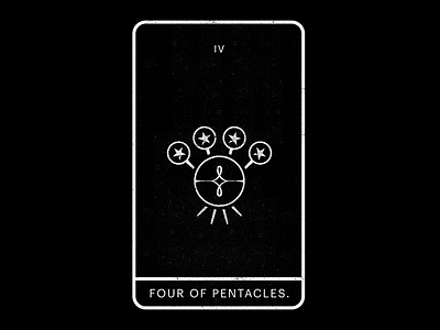 Four of Pentacles. black minimal negative pentacles positive stars swirl tarot white