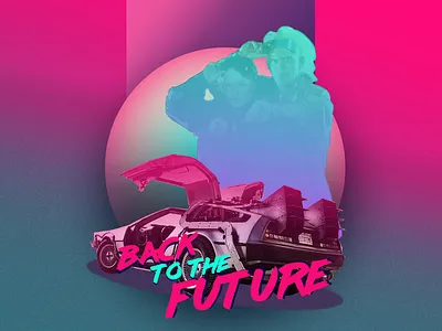 • BTTF Tribute • 80s back to the future car delorean eighties fluo geek gradient graphic retro style web