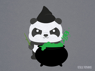 Cauldron cauldron creataday cute doodle halloween illustration october panda simple vector wizard