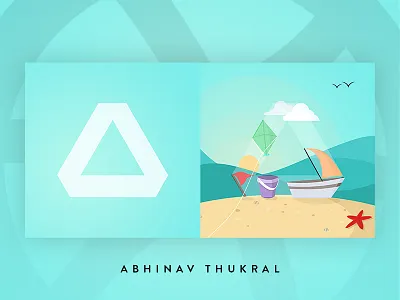Experiments with my logo beach dribbble first shot flat