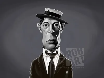 Buster Keaton actor buster keaton caricature celebrity director illustration movies portrait silent vintage